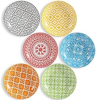 AHX Pasta Bowls Set of 6 – 23 oz Shallow Ceramic Pasta Bowls, Perfect for Pasta, Salad, Soup & More – Microwave, Dishwasher & Oven Safe Colorful Pasta Bowl - 1