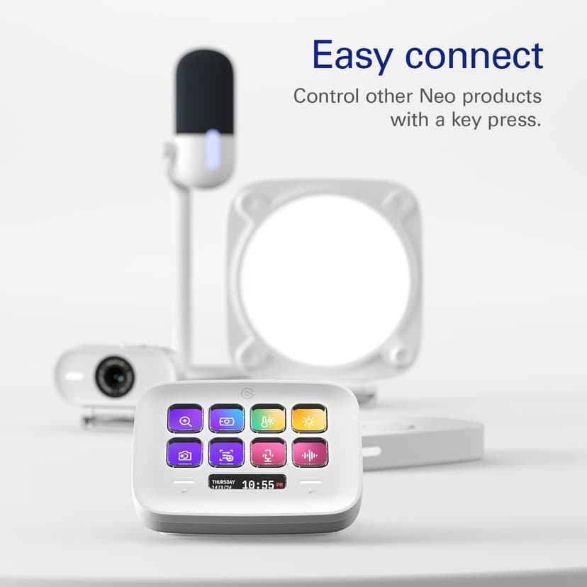 Elgato Stream Deck Neo – 8 Customizable Keys, 2 Touch Points, Speed Through Tasks & Workflows - Control Word, Excel, PowerPoint, Teams, Zoom, Spotify and more, Drag-’n-Drop Setup - Works with Mac & PC - 8