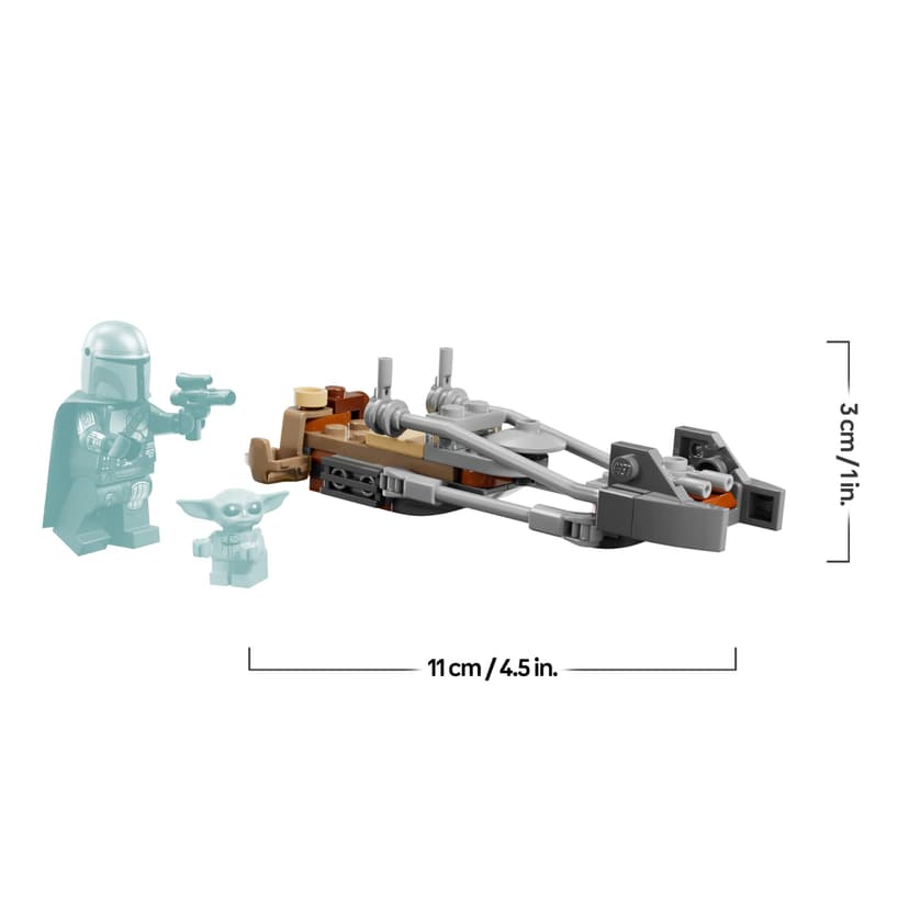 LEGO Star Wars 75436 Le Speeder Bike du Mandalorien et Grogu - Jouet de Construction - Figurine de Grogu & Minifigurine de Din Djarin avec Blaster - Cadeau d'anniversaire pour Garçon dès 6 Ans & Fans - 8