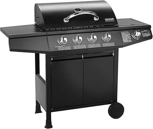 TAINO BASIC 4+1 BBQ Gasgrill Grillwagen Edelstahl-Brenner + Seitenkocher Grill TÜV (BASIC 4+1 Gasgrill)
