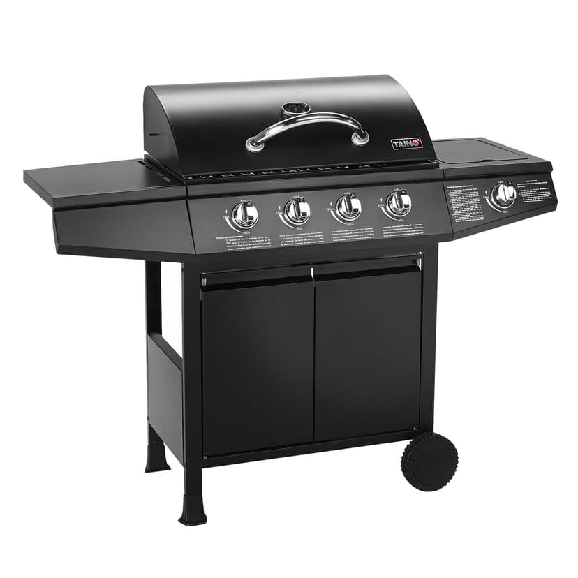 TAINO BASIC 4+1 BBQ Gasgrill Grillwagen Edelstahl-Brenner + Seitenkocher Grill TÜV (BASIC 4+1 Gasgrill) - 1