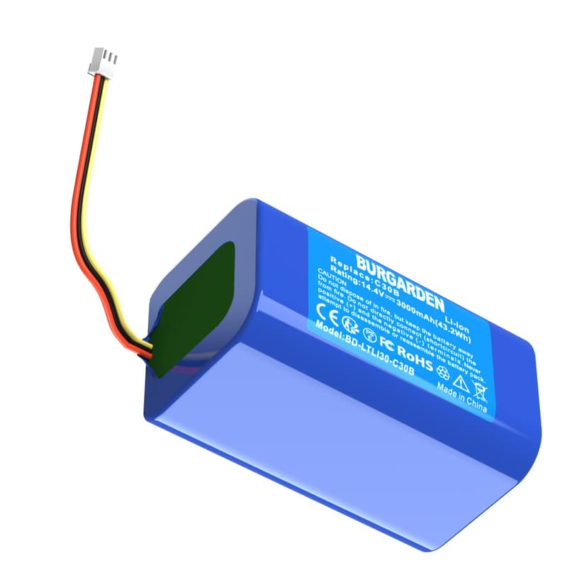BURGARDEN 14,4V 3000mAh Batterie pour Liectroux C30B, C30B 2D, C30B 2D WiFi Robot Aspirateur, Blaupunkt BPK-VCBB1XB, pour Midea M4, Remplace pour MD-C30B, Blaupunkt D071-INR-CH-4S1P - 1