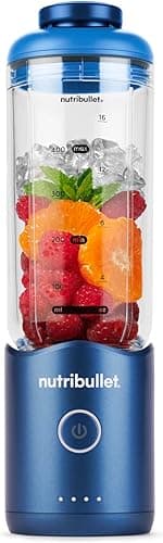 Nutribullet Flex 590ml, Portable Blender with Drinking Lid, Detachable Knives, USB-C Rechargeable, Ice Crushing and Frozen Fruit, Wire Glue, To-Go Blender with BPA Free Cup, NBP013BL, Blue