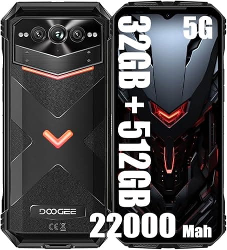 DOOGEE VMAX Pro 5G Rugged Smartphone, 22000 mAh Battery, 32 GB + 512 GB Smartphone without Contract, 6.58 Inch FHD+, 108 MP + 20 MP Night Vision + 16 MP, Android 14 Simlock-free Mobile Phone, NFC