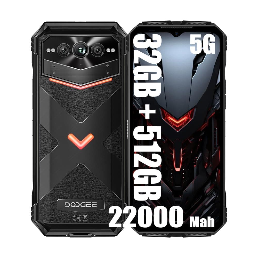 DOOGEE VMAX Pro 5G Rugged Smartphone, 22000 mAh Battery, 32 GB + 512 GB Smartphone without Contract, 6.58 Inch FHD+, 108 MP + 20 MP Night Vision + 16 MP, Android 14 Simlock-free Mobile Phone, NFC