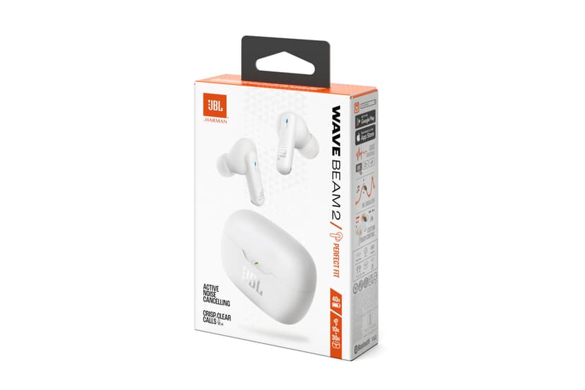 JBL Wave Beam 2, Wireless Noise Cancelling Bluetooth Earbuds with 40h Playtime, JBL Pure Bass Sound, Smart Ambient Technology and Multi-Point Connection, Closed-Back Stick Design, White - 9