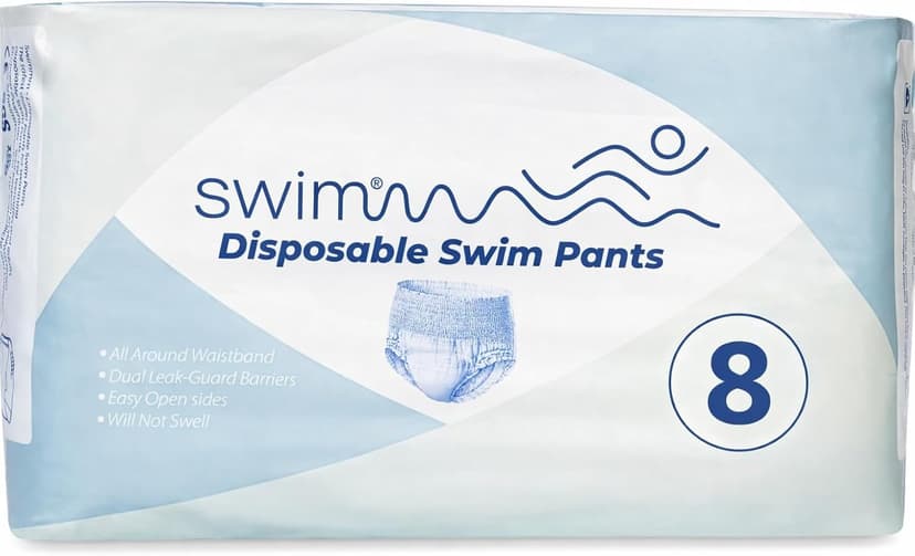 SWIMMM – Disposable Swim Nappies for Kids – Size 8 (28–42 kg / 62–93 lbs) – Pack of 30 – Discreet & Skin-Friendly – Protection for Faecal Incontinence – Safe Swimming in Water - 1