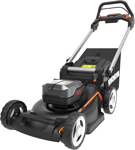 WORX Nitro 40V (2x20V) Lawn Mower | PowerShare | WG749E | Includes 2 4Ah Batteries and Dual Charger | 46 cm with traction | Mulching | 7 Height Positions