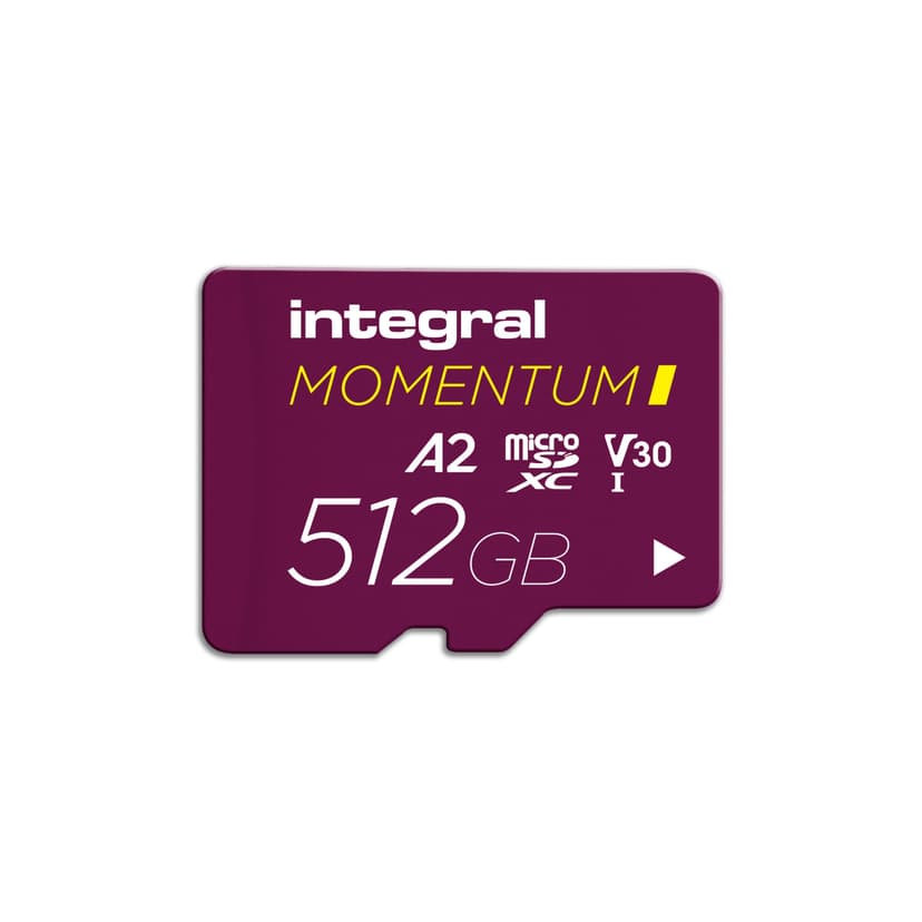 Integral Momentum I 512 Go Carte microSDXC, 210 Mo/s en Lecture, 180 Mo/s en écriture, V30, U3, A2, pour 4K/5K UHD sur GoPro, Drones DJI, caméras Sport et 360°, étanche, Antichoc - 1