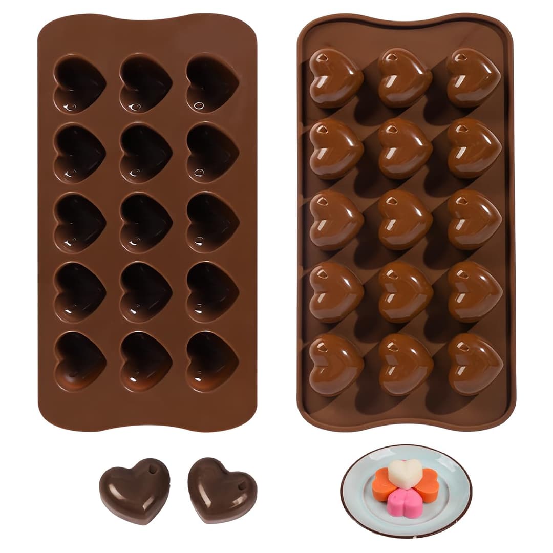 Lot de 2 Moules Silicone en Forme de Cœur - 15 Cavités An…
