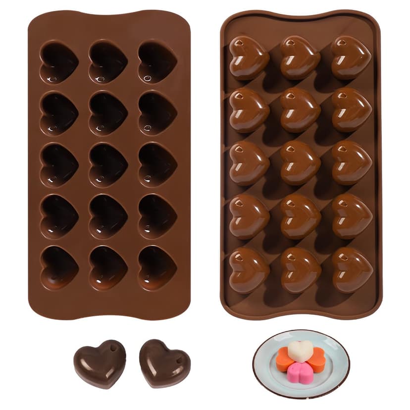 Lot de 2 Moules Silicone en Forme de Cœur - 15 Cavités An… - 1