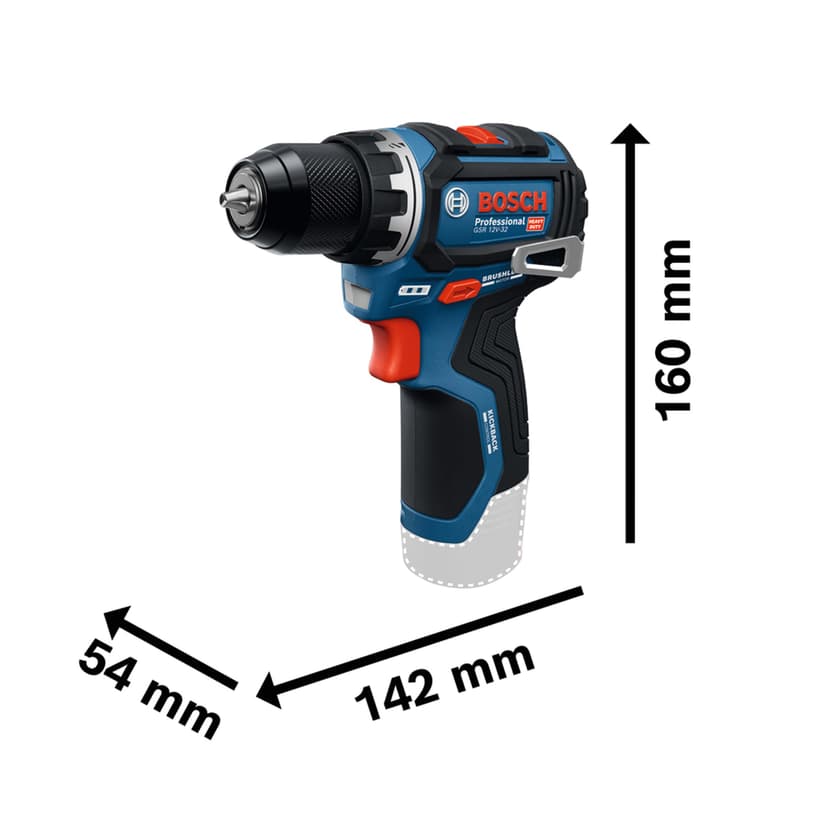 Bosch Professional perceuse-visseuse 12V sans-fil GSR 12V-32 (Advanced KickBack Control, moteur sans charbons, avec batterie 2,0 Ah, GAL 12V-20, accessoires, calage P&C, sac à outil) - 6