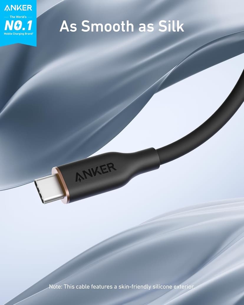 Anker USB C Cable, 240W Type C Flow Cord, Fast Charging for MacBook Pro, iPhone 17/16/15, iPad Pro, Samsung Galaxy,and More (USB 2.0, 6FT, Black) - 2