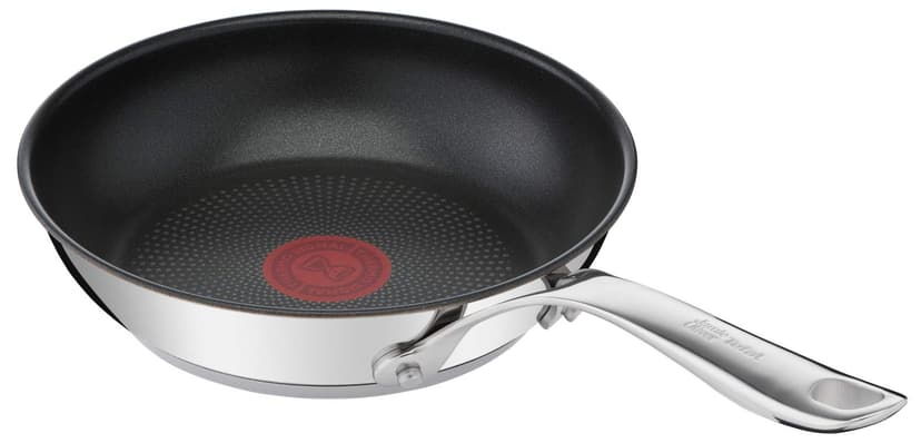 Jamie Olivers Cook's Direct Inox Batterie de cuisine 3 poêles 20/24/28 cm, Revêtement antiadhésif, Indicateur de cuisson, Poignée sûre rivetée, Induction E304S344 - 3