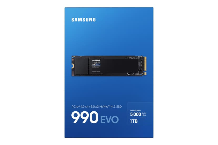 Samsung 990 EVO NVMe M.2 SSD 1 TB, PCIe 4.0 x4 / PCIe 5.0 x2, NVMe 2.0 (2280), read/write speeds up to 5,000/4,200 MB/s, Internal SSD (Solid State Drive), MZ-V9E1T0BW - 5