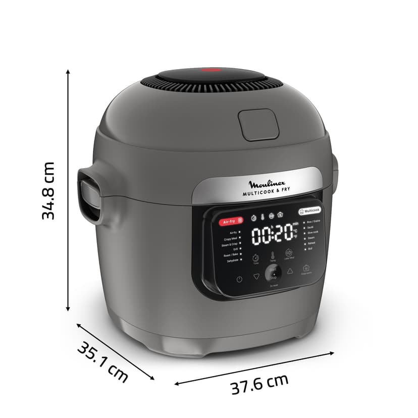 Moulinex Multicook & Fry, multicooker and integrated air fryer, 12 programs, Cooking on 2 levels, Delayed start, Capacity 6L, Grey Hippo, MZ730BF0 - 7