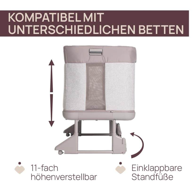 Chicco Next2Me Forever, Lit Bébé 3en1, Jusqu’à 4 Ans (22 Kg), Compatible avec Différents Lits, Berceau Bébé 3en1, Hauteur Réglable, Bonne Circulation de l'Air, 4 Roues, Matelas Inclus - 6