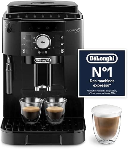 De'Longhi Magnifica S ECAM11.112.B, Kaffeevollautomat mit Milchaufschäumdüse für Cappuccino, mit Espresso Direktwahltasten und Drehregler, 2-Tassen-Funktion, Schwarz