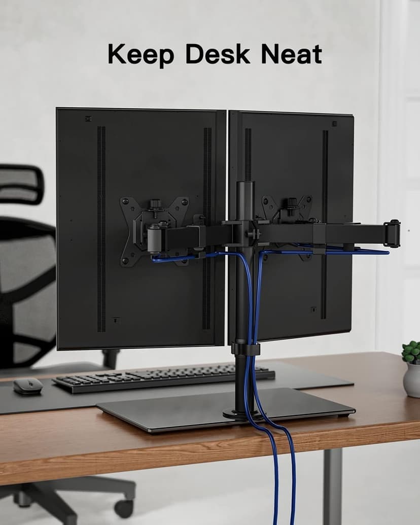 ErGear Dual Monitor Stand for 13"- 32" Screen, Freestanding Dual Monitor Arm Desk Mount with Sturdy Base, Adjustable Double Stand Hold 8KG/Arm Gaming - 6
