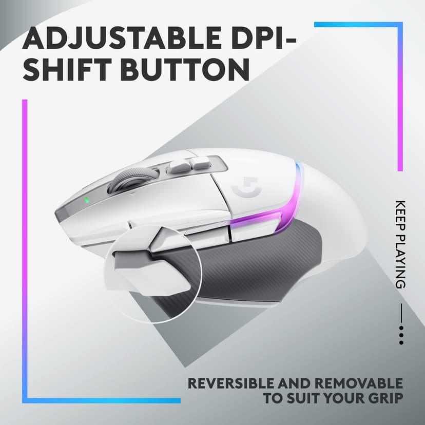 Logitech G G502 X Plus Lightspeed Wireless RGB Gaming Mouse - Optical mouse with Lightforce hybrid switches, Lightsync Rgb, HERO 25K gaming sensor, compatible with PC - macOS/Windows - White - 6