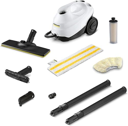 Kärcher SC 3 EasyFix Steam Cleaner, Steam Pressure: Max. 3.5 Bar, Heating Time: 30 s, Power: 1,900 W, Surface Power: 75 m², Tank: 1 L, with Descaling Cartridge, Floor Cleaning Kit and Nozzles, White