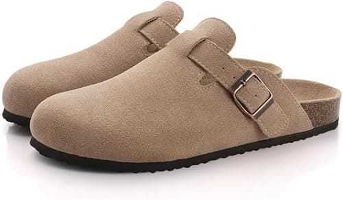 KINHA Fashion Clogs Women Suede Mules Slippers Cork Insole Sandals With Arch Support Outdoor Lovers Beach Sandals