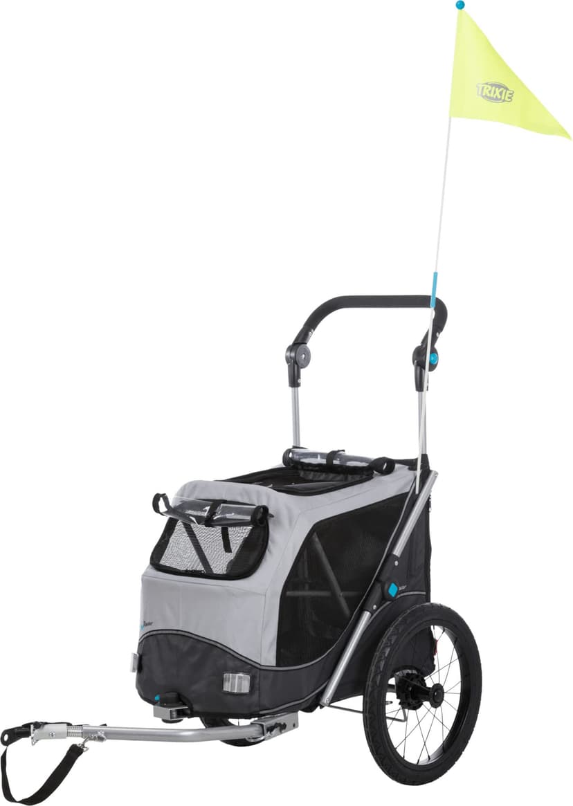 TRIXIE dog trailer for bicycles 18.1 × 19.7 × 26.4 inches up to 48.5 lbs – reflective dog bike trailer with practical quick-fold function – with integrated cushion and leash, 12796 - 1