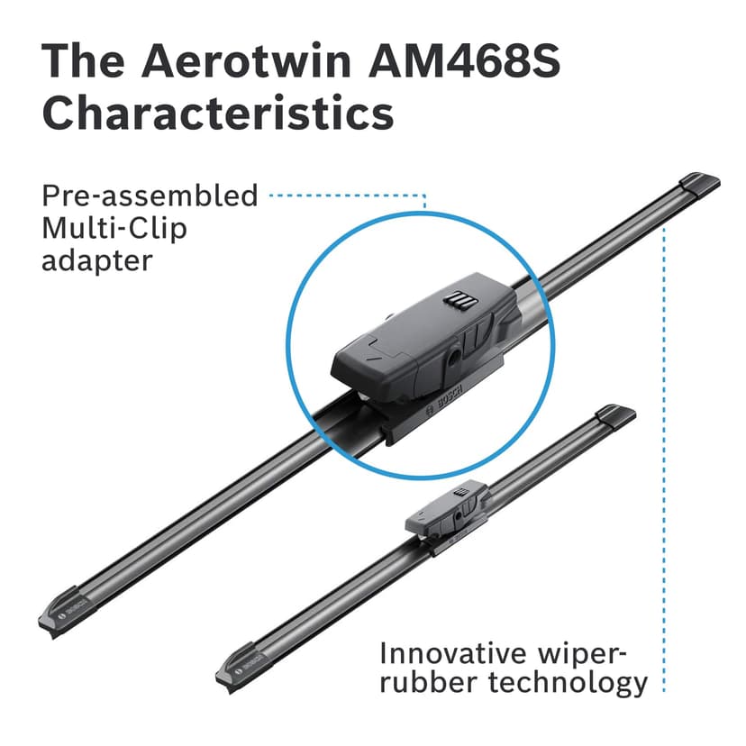 Bosch Wiper Blade Aerotwin AM468S, Length: 650mm/400mm – Set of Front Wiper Blades - Only for Left-Hand Drive (EU) - 5