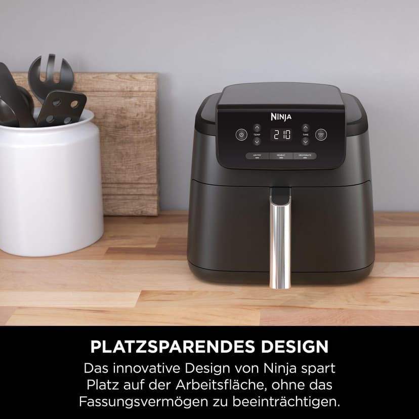 Ninja Luftfritteuse 4,7L 3in1 Luftfritteuse Fritteuse Heißluftfritteuse Heißluftfritteuse 1-2 Portionen Digital Tiefkühlfach Antihaft-Fritteuse Frittierkorb 2000W Schwarz AF110EU - 6