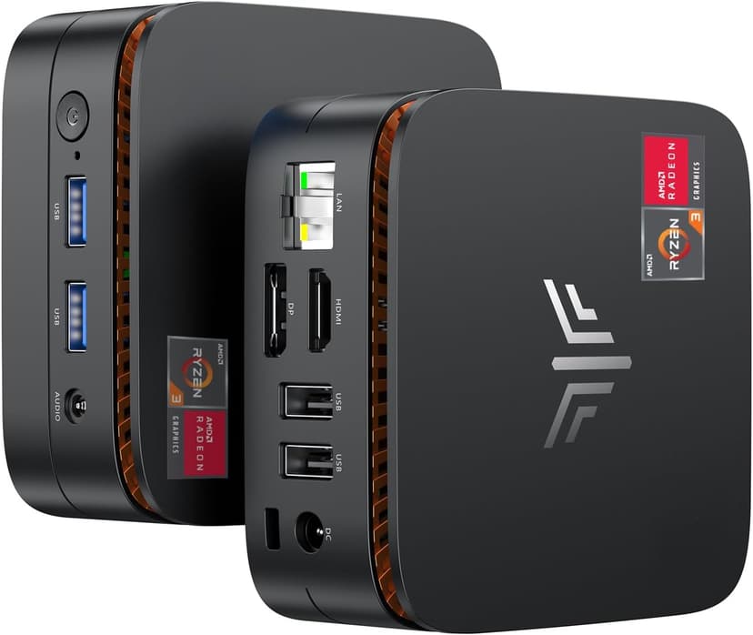 NiPoGi Essenx E1 Mini PC AMD Ryzen 3250U Windows 11 Pro (2C/4T, up to 3.5 GHz) 8GB DDR4 RAM + 256GB SSD, 4K@60Hz dual display HDMI 2.0 + DP/Wi-Fi/BT/LAN, mini computer for office/education - 1