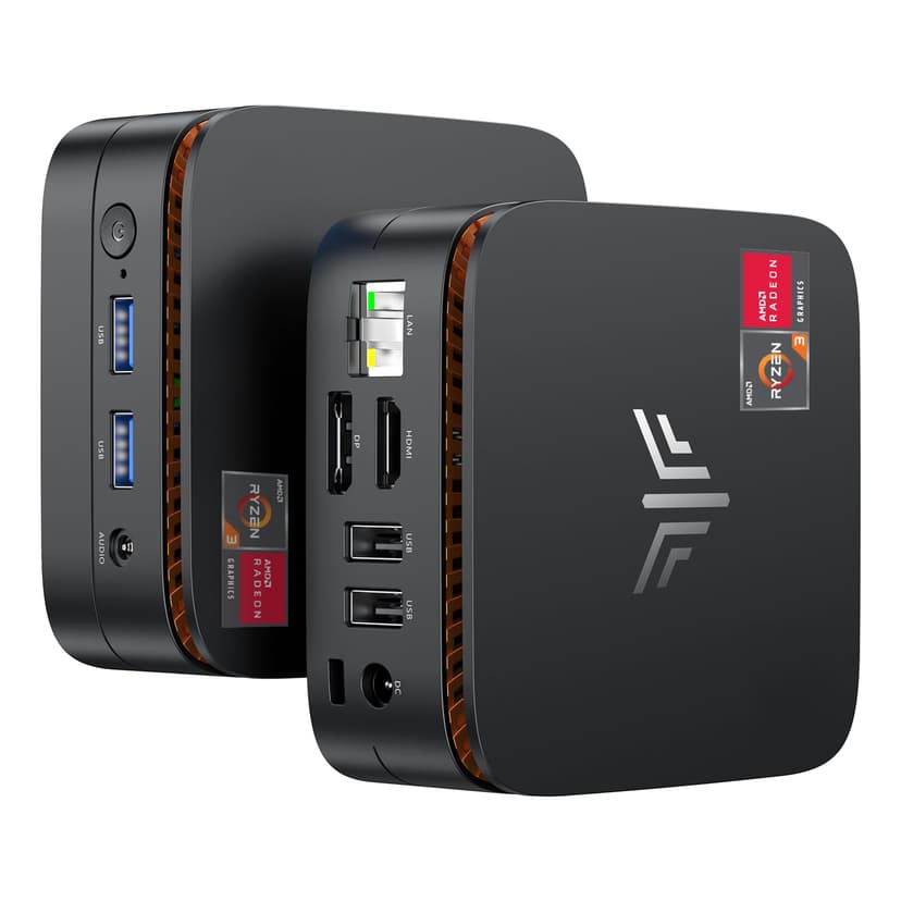 NiPoGi Essenx E1 Mini PC AMD Ryzen 3250U Windows 11 Pro (2C/4T, up to 3.5 GHz) 8GB DDR4 RAM + 256GB SSD, 4K@60Hz dual display HDMI 2.0 + DP/Wi-Fi/BT/LAN, mini computer for office/education - 1