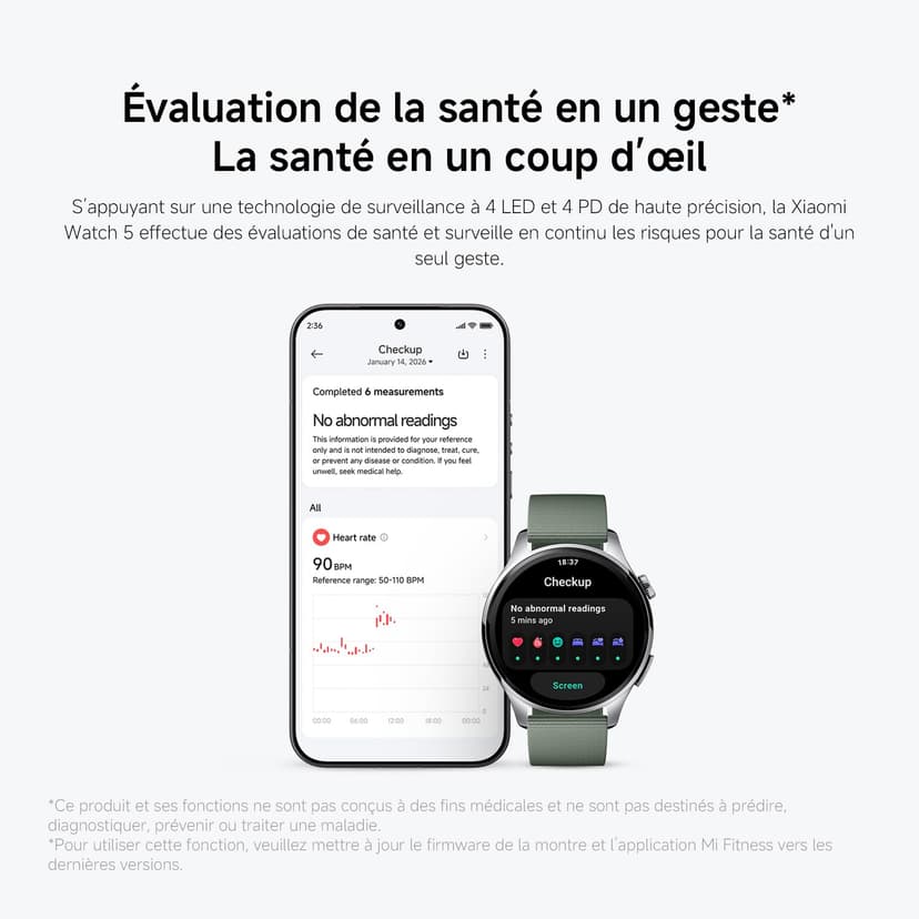 XIAOMI Watch 5 47 mm, Montre connectée Wear OS by Google, paiement sans Contact NFC, IA Gemini, écran 1,54", Jusqu’à 6 Jours d’autonomie, GPS Fitness, Android Uniquement, Bluetooth, Vert - 7