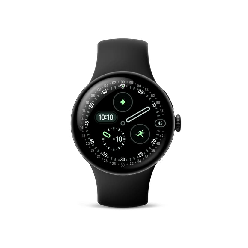 Google Pixel Watch 4 (41 mm) - Android smartwatch with Domed Display, Comprehensive Health and Fitness Tracking and Help from Gemini - Matte Black Aluminium Case - Obsidian Active Band - Wi-Fi - 2