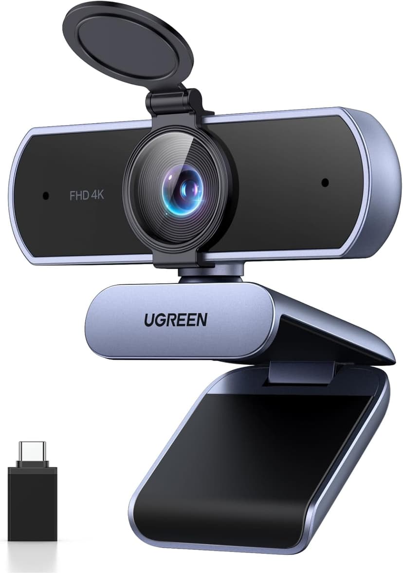 UGREEN Webcam 4K 30FPS Caméra USB A C PC Autofocus Deux Micro Antibruit Correction Lumière 360 Degrés Rotation Plug Play Windows MacOS Linux Streaming Youtube Skype Appel Zoom Vidéoconférence - 1
