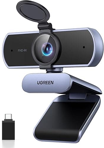 UGREEN Webcam 4K 30FPS Caméra USB A C PC Autofocus Deux Micro Antibruit Correction Lumière 360 Degrés Rotation Plug Play Windows MacOS Linux Streaming Youtube Skype Appel Zoom Vidéoconférence