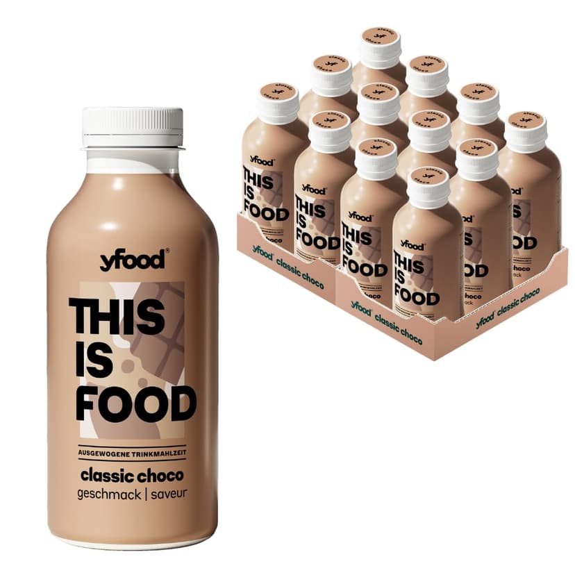 yfood Classic Choco, tasty meal replacement, THIS IS FOOD drink, 30 g of protein, 26 vitamins and mineral (12 x 500ml) - 1