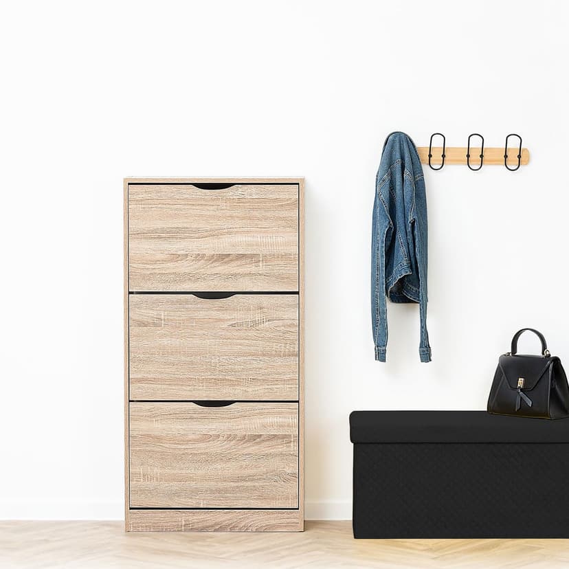 5 five simply smart 3 Drawer Shoe Storage Unit Natural Oak Effect - 7