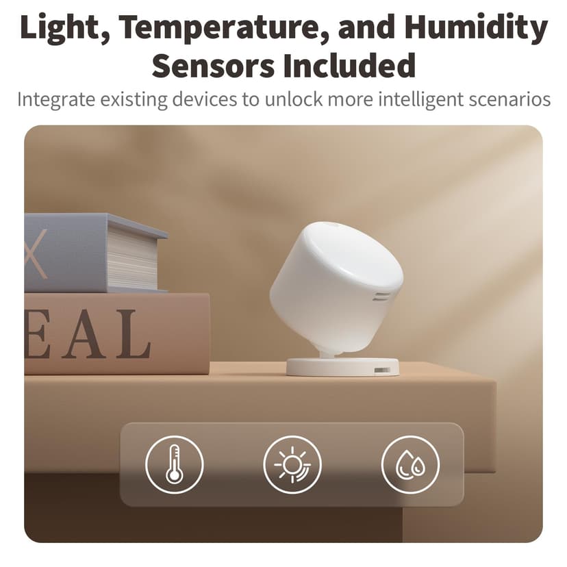 Aqara Détecteur de Présence sans Fils 5-en-1 FP300, Thread/Zigbee,Radar mmW+PIR,Détection de Mouvement/Présence/Lumière/Température/Humidité,Compatible avec Apple Home,Alexa,Home Assistant,Google - 5