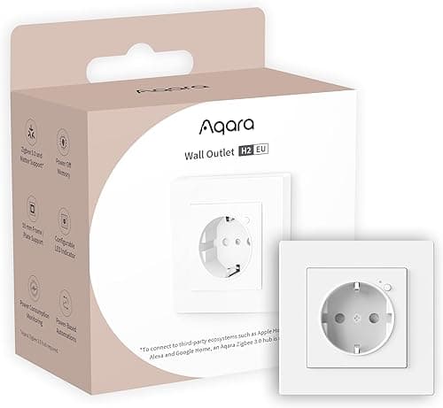 Aqara H2 EU Wall Outlet with Matter, Zigbee 3.0 Hub Required, 16A, Energy Monitoring, Programming, Timer Mode and Voice Control, Compatible with HomeKit, Alexa, Google Home and IFTTT