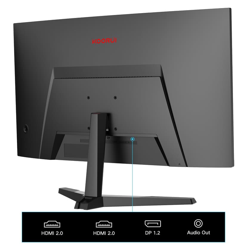 KOORUI 24'' Ecran PC Gamer Incurvé, 180Hz 1ms FHD PC Moniteur Gaming 1500R, Adaptive Sync VESA 100x100mm, Inclinaison réglable, HDMI2.0/DP1.2 - 3