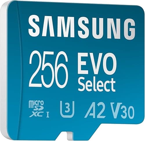 Samsung EVO Select (2024) microSD card + SD adapter, 256GB, Memory card for smartphone and tablet, UHS-I U3, 4K UHD, Full HD, 160 MB/s Read, MB-ME256SA/EU
