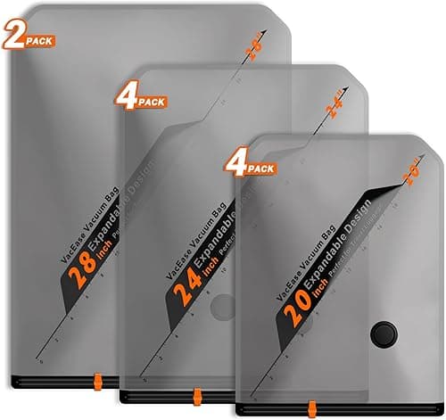 Vacbird Pack of 10 Vacuum Bags for Clothes, 4 x 40 x 54 cm, 4 x 47 x 64 cm, 2 x 54 x 74 cm, Vacuum Bags for Space-Saving Clothes, Reusable Vacuum Bags Ideal for Travel and Organizing Luggage