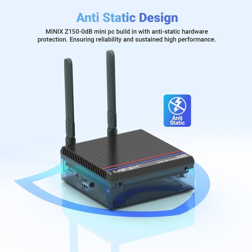 MINIX Z150-0dB Fanless Mini PC, Intel N150 (Upgraded N100), 8GB DDR4/256 GB PCIe Gen3 x 4 SSD/4K Dual Display/2.5G LAN/USB-C/Windows 11 Pro/Auto Power On, for Home Office Industrial and Commercial - 4