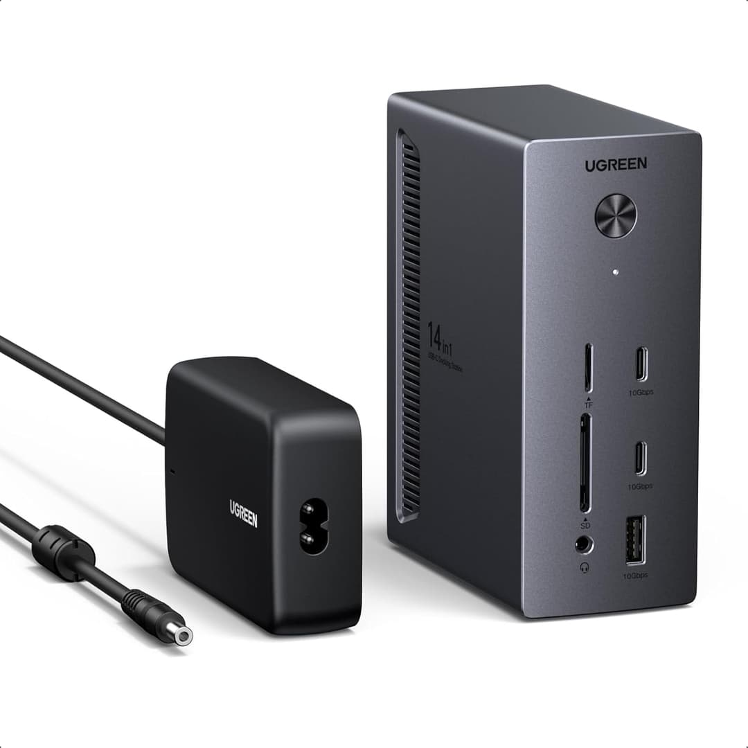 UGREEN Docking Station, Triple 4K Display (2x HDMI+ DP), 14-Port USB-C Dock, 100W Max Charging for Laptop, 27W Max USBC, 10Gbps USB-C/A, 170MB/s SD, Ethernet, Audio, 140W Power Supply for Dell, HP
