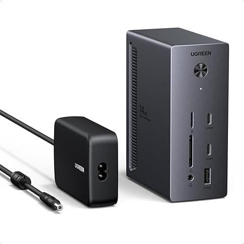 UGREEN Docking Station, Triple 4K Display (2x HDMI+ DP), 14-Port USB-C Dock, 100W Max Charging for Laptop, 27W Max USBC, 10Gbps USB-C/A, 170MB/s SD, Ethernet, Audio, 140W Power Supply for Dell, HP