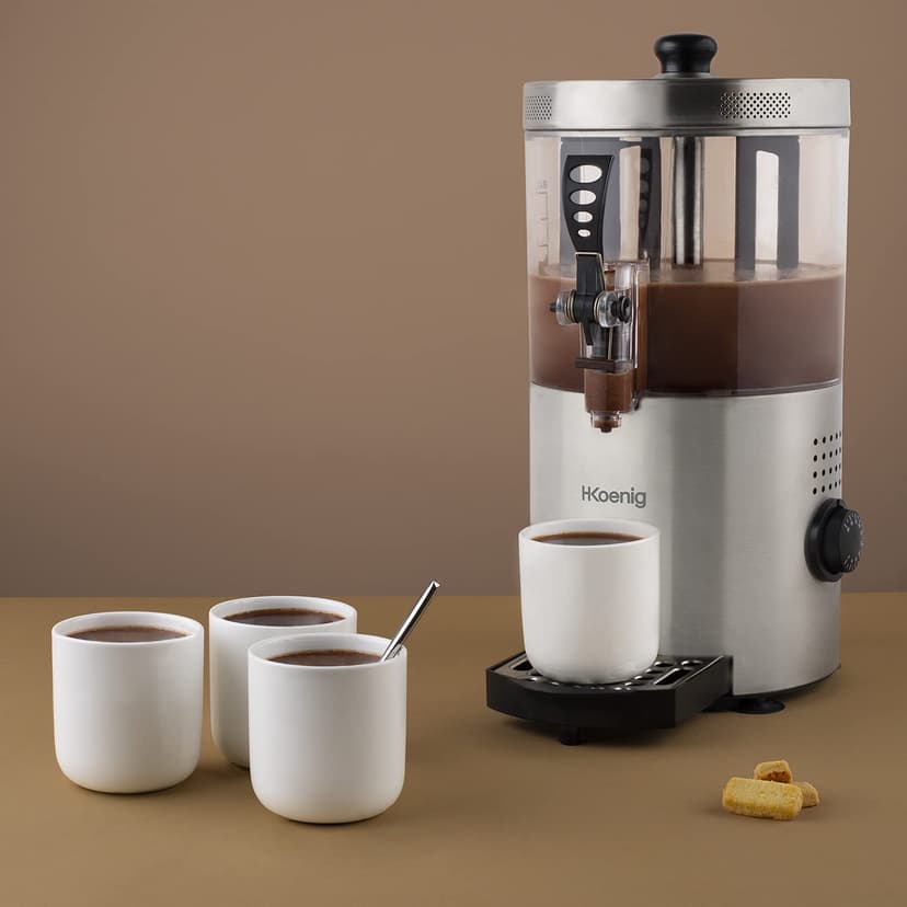 H.Koenig Distributeur à Chocolat Chaud Acier inoxydable SHK800, 1200W, Cuve amovible de 3L, Thermotast réglabable, Maintien au chaud, Système anti-goutte, Compatible Lave-vaisselle - 6