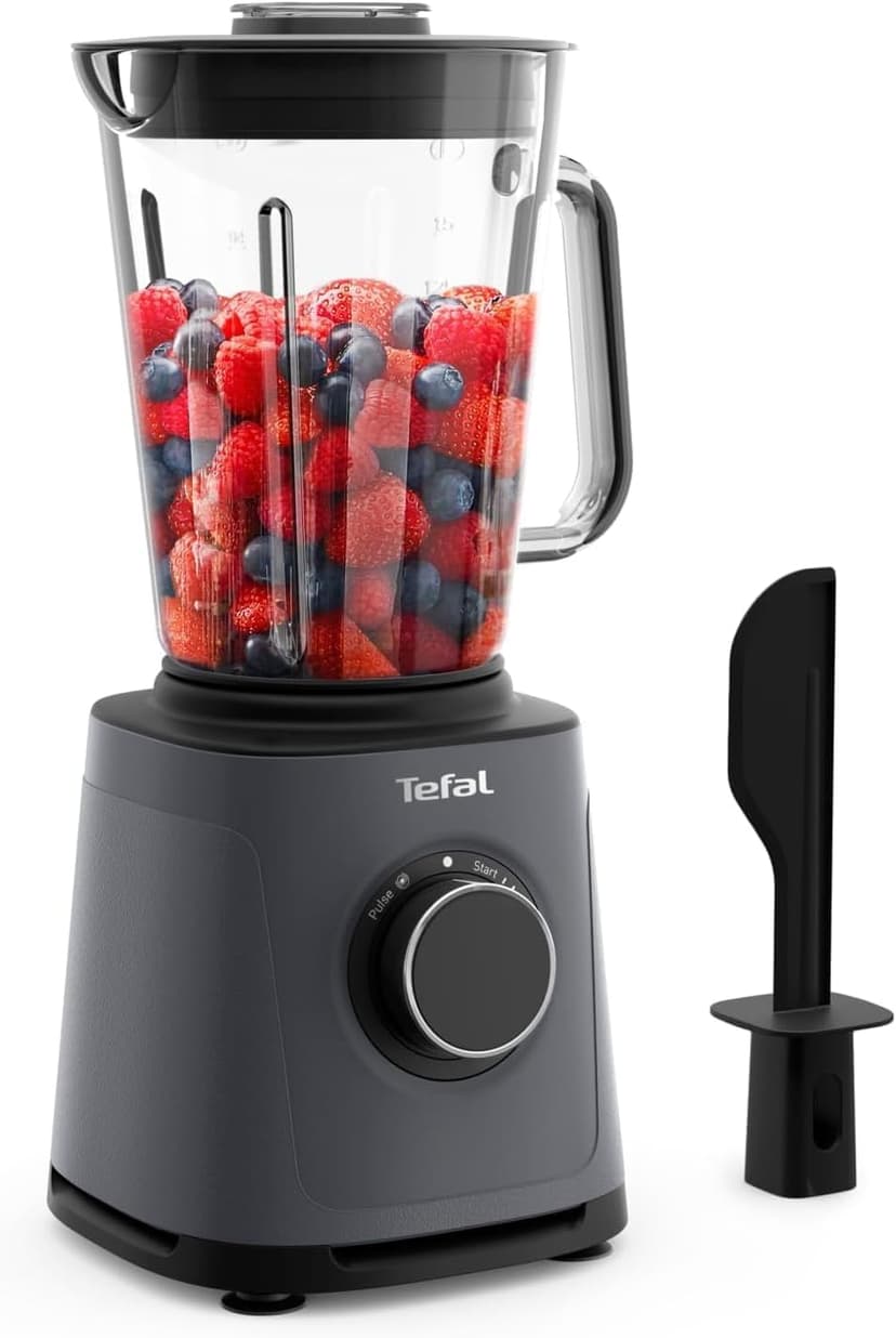 Tefal PerfectMix Essential BL771BF0 Blender à grande vitesse, vitesse réglable en continu, fonction pulsation, lames Powelix amovibles, récipient en verre résistant à la chaleur, 1200 W, gris - 1