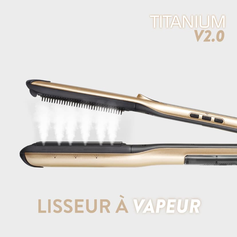 Demeliss Saint Algue Coffret Lisseur Vapeur Titanium V2.0 EXLUSIVE SET - Comprend un Tapis-Trousse 2 en 1 - Lissage Haute Performance, Hydratation Intense - Pour Tous Types Cheveux - 6