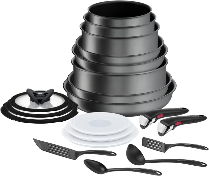 Tefal Ingenio Daily Chef On 20 Piece Set, Pots & Pans Set, Stackable, Easy Cleaning, Non-Stick Coating, Removable Handle, Heat Indicator, All hobs Compatible Including Induction, L7619402 - 1