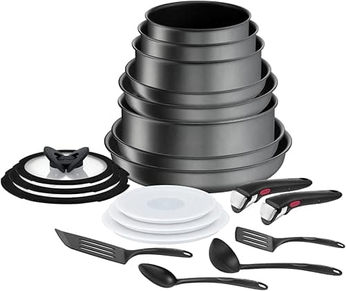 Tefal Ingenio Daily Chef On 20 Piece Set, Pots & Pans Set, Stackable, Easy Cleaning, Non-Stick Coating, Removable Handle, Heat Indicator, All hobs Compatible Including Induction, L7619402
